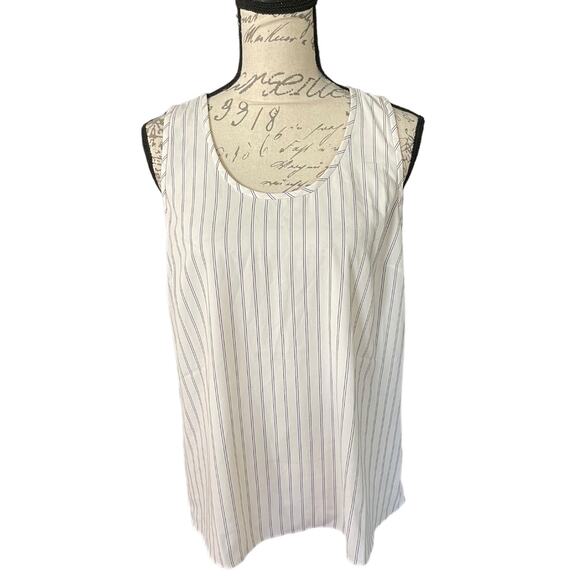 Daily Ritual White Black Striped Racerback Tank Top Size 14 - Picture 3 of 6